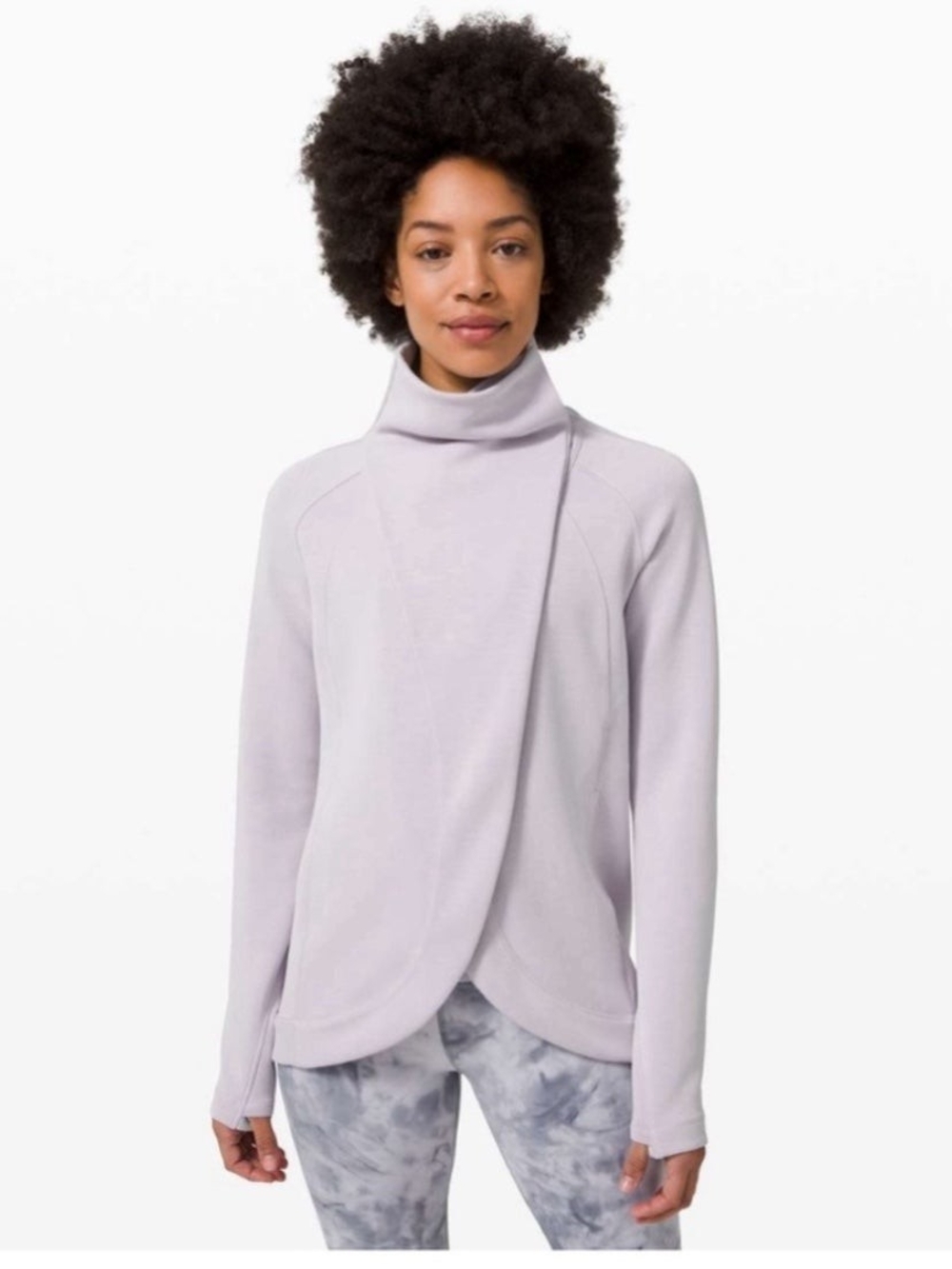 Lululemon Athletica Lavender Wrap-Front Turtleneck Sweater Size 6